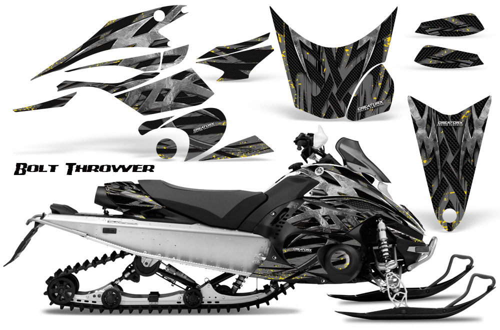 Yamaha FX Nytro 2010 Graphics Kit Bolt Thrower Silver Yellow Spatter